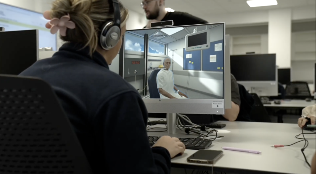 Teesside University nursing student in on-screen VR scenario
